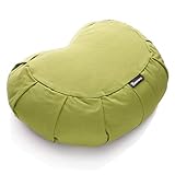 BODYMATE Halbmond Yogakissen 42cm lang 30cm breit und 15cm hoch Olive-Green mit Buchweizen-Spelz...