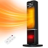 Aigostar - Heizlüfter mit Fernbedienung, LED Touch, Schnellheizer mit 3D Flamme, 2000W, 5 Modi &...