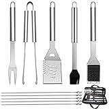 GQC 10PC Edelstahl Grillbesteck-Set Professionelle Grill Bestecksets in Tragetasche BBQ...