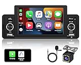 Carplay Autoradio 1Din mit Android Auto, 5 Zoll Bildschirm mit Bluetooth FM Radio USB AUX Mirror...