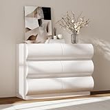 Homary Moderne Kommode mit 6 Schubladen, 100 cm Breite, Faux-Leder Dielenschrank,...
