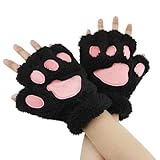 AOMiGT Katzenpfoten Handschuhe, Fingerlose Handschuhe, Pelzige Pfotenhandschuhe, Süße...