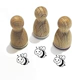 Stemplino® Ministempel® - Motiv: Betti Biene F050-12mm Durchmesser - Holzstempel Tier Schule...