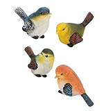 Regun Harz Vögel Tierfigur, 4 Stück Mini Deko Vögel zur Gartendekoration, Vogelfiguren Dekoration...