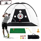 TTCB Sports Golf Übungsnetz 10x7FT mit GolfRasen und 6 Golfbällen – Swing Training Netz für...
