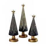 3 Stück Timer Lighted Sparkling Starry Night Glass Trees, Gradient Glass Weihnachtsbaum mit...
