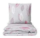 Leonado Vicenti Fleece Bettwäsche Set Feder Grau Rot Moderne Garnitur warm und kuschelig...