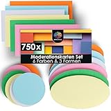 OfficeTree 750x Moderationskarten Set Bunt - Rund, Oval & Rechteckig - Metaplankarten -...