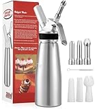500ml Sahnespender, Sahnespender aus Aluminium, Sahnesyphon mit 3 Edelstahl Deko Düsen, 3...