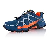 Fusskleidung® Damen Herren Wanderschuhe atmungsaktive Trekkingschuhe Dunkelblau Orange EU 45