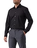 Seidensticker Herren Regular Bügelfrei Kent Langarm Business Shirt, schwarz, 48 EU