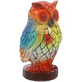 TOYANDONA Eulen Tischlampe aus Kunstharz Dekorative Buntglas Nachtleuchte mit Warmem Licht...