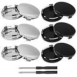 VEGCOO 12 Stück Radnabenkappen 60mm, 6 Stück Schwarz Nabendeckel + 6 Stück Silber...