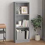 Iiaky Bücherregal 3 Fächer Bookcase BüCherregal Regale FüR BüCherregale Grau Sonoma 40x24x109...