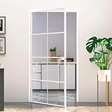 Mokuyary Innentür aus gehärtetem Glas und Aluminium, weiß, 102 x 201,5 cm, Glasschiebetür für...