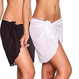 2 Stück Wickeltuch Strand Damen Strandkleid, Bikini Rock Sarong Chiffon Badeanzug Wrap Strandtuch...