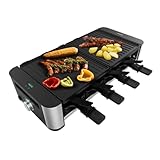 Cecotec Raclette Cheese&Grill 16000 Inox Black, 8 Personen, 1400 W Grill, 40 x 22 cm, einstellbares...