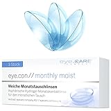Eye.Con Monthly Moist weiche Monatslinsen – mit UV-Schutz – 3 Hydrogel Kontaktlinsen mit Stärke...