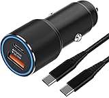 63W Auto Ladegerät USB C mit Ladekabel,[USB C 45W+USB A 18W] Handy KFZ Schnellladegerät für...