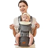 SUNVENO Babytrage Ergonomisch，Baby Carrier mit Abnehmbarer Kapuze, Hüftsitz baby mit...