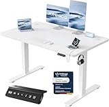 JUMMICO Höhenverstellbarer Schreibtisch mit USB-Ladeanschluss 120 x 60 cm, Schreibtisch...