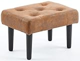 Balama Fußhocker Tritthocker Sitzhocker Rustikal 37 x 25,5 x 23 cm, Vintage Braun, mit Holz Beinen,...