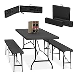 Relaxdays Bierzeltgarnitur klappbar, 3-TLG. Bierbank Set mit großem Tisch, für Garten,...