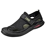 Sandalen Herren Leder Elegant Trekking Sport Geschlossene Sandalen Leder Atmungsaktiv Mode Mit...