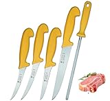 SMI 5 Stück Küchenmesser Set Solingen Metzgermesser Kochmesser Fleischermesser Ausbeinmesser...