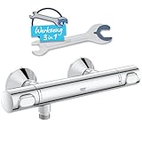 GROHE Precision Flow - Thermostat-Brausearmatur (Sicherheitssperre bei 38°C, mit S-Anschlüssen und...