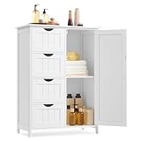 VASAGLE Badezimmerschrank, schmaler Badschrank, Beistellschrank, Kommode, mit 4 Schubladen,...