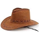 HMILYDYK Cowboyhut Wildleder Cowboyhut breite Krempe Western Cowboyhüte Authentischer Revolverheld...