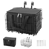 Fahrradkorb Vorne, Faltbarer Fahrradkorb Metall mit Herausnehmbarer Wasserdichter Tragetasche,...