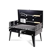 Tragbarer BBQ-Grill, faltbarer Holzkohlegrill, Outdoor-Grill aus Edelstahl, Grill für Camping,...