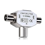 kwmobile Antennen Verteiler Splitter - 0-1000 MHz - 2X Koax Stecker für DVB-T/BK - T-Adapter...
