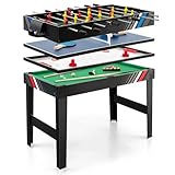 COSTWAY Multi Spieltisch, 4-in-1 Tischkicker mit Billard, Airhockey, Tischtennis,...