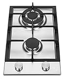 K&H® Domino 2 Zonen Edelstahl Gaskochfeld 30cm Wok Brenner Erdgas Autark Eingebaut mit...