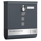 SONGMICS Briefkasten personalisiert, mit Namensschild, Hausnummernschild, Postkasten, Zeitungsfach,...