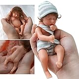 YIHANGG 6 Zoll Mini Reborn Puppe Lebensechte Neugeborene Mädchenpuppe Mit Kleidung Mit Lockigem...
