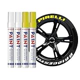 Altaroo 4 Stück Reifenstift, Reifen Stift Weiß Gelb 6mm, Reifen Stift Weiß Wasserfest,...