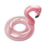 Aufblasbar Flamingo Schwimmring, Glitzer Rosa Schwimmring Luftmatratze Pool floaties, Pool...