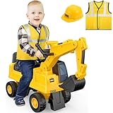 Kinder Sitzbagger: Bagger Spielzeuge für 1-3 Jahre alte Jungen Mädchen, Kinderreittier Spielzeuge...