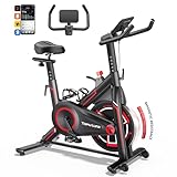 Heimtrainer Fahrrad mit App Tracking, Bis 150 KG LCD-Ergometer mit Magnetischem Widerstand, 15 KG...
