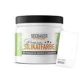 SEEBAUER diy Silikatfarbe Weiß 300ml für Innen (No. 000 Weiß) Atmungsaktive Mineralfarbe für...