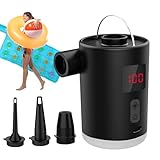 Aufblasbare Luftpumpe, kleine Luftpumpe zum Aufblasen, wiederaufladbarer Kompressor mit LED-Licht...