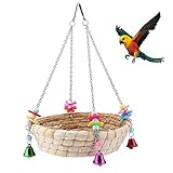 Vogelspielzeug für Papageien, Vogelnest für Papageien, Nestschaukel aus Stroh, handgewebt,...