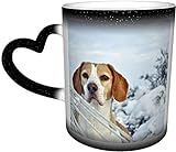 YINGD Keramiktasse für Hunde, Welpen, Beagle, Schnauze, Schnee, Winter, hitzeempfindlich,...