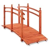 Nexos Trading Große Holzbrücke mit Geländer begehbar XL Teichbrücke rot braun Größe 235x75x109...