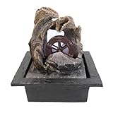 Lemodo LED Tischbrunnen Zimmerbrunnen – Indoor Wasserbrunnen mit drehendem Wasserrad, leiser...