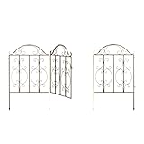 Relaxdays Gartentor, 3-teilig, Stahl, Gartenpforte Ornamente, Gartentür mit 2 Zaunelementen, HxB:...